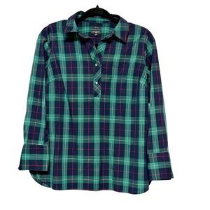Talbots Old Money Classic Preppy Tartan Plaid Top Womens Size‎ 4P Librariancore